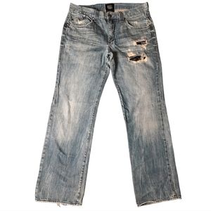 Rock & Republic Bolt Distressed Relaxed Straight Blue Jeans SZ 34x32